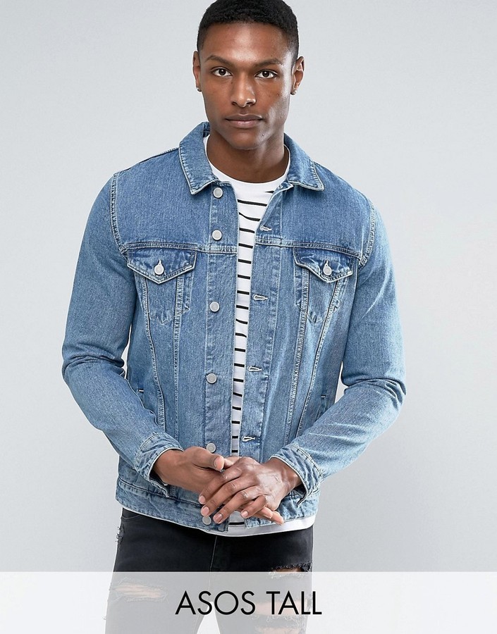 Asos Tall Denim Jacket In Light Blue Wash, $56 | Asos | Lookastic