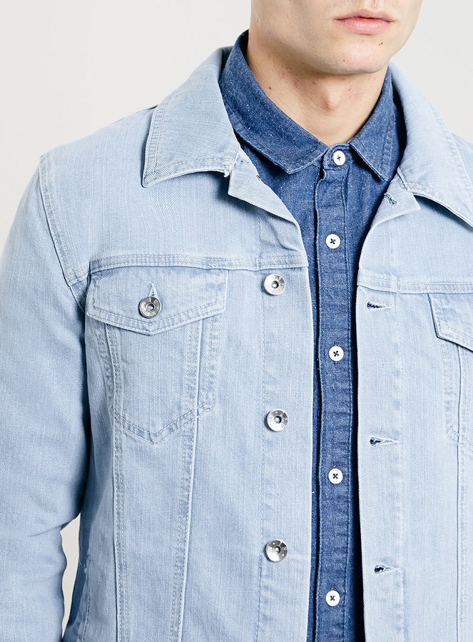 Topman Light Blue Stretch Skinny Denim Western Jacket, $85 | Topman ...