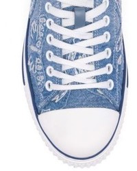 Valentino Denim Butterfly Low Top Sneakers