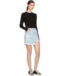 Versus Blue Denim Asymmetric Miniskirt