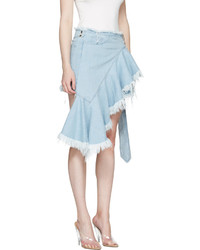 MARQUES ALMEIDA Blue Denim Belted Wrap Miniskirt