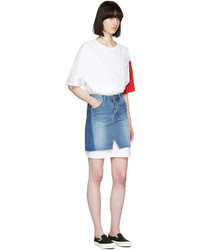 Sjyp Blue Denim Cut Off Miniskirt