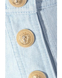 Balmain Button Detailed Denim Mini Skirt Light Denim