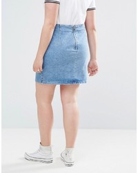Asos Curve Curve Denim Mini Skirt In Midwash Blue