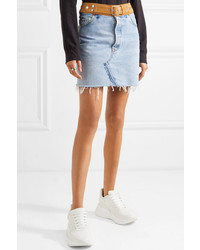 RE/DONE Denim And Suede Mini Skirt