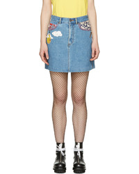 Marc Jacobs Indigo Denim Embroidered Miniskirt