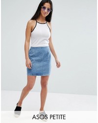 Asos Petite Petite Denim Mini Skirt In Midwash Blue