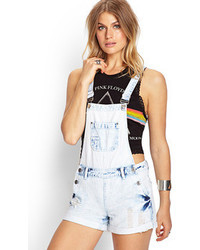 Forever 21 Bleached Denim Overall Shorts