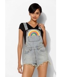 Urban Outfitters Unif Rainbow Denim Overall Short