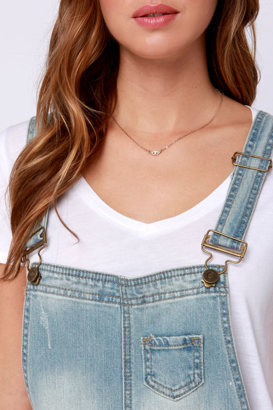 Festival Blues Light Wash Distressed Denim Overalls