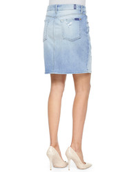 7 For All Mankind Distressed Denim Pencil Skirt