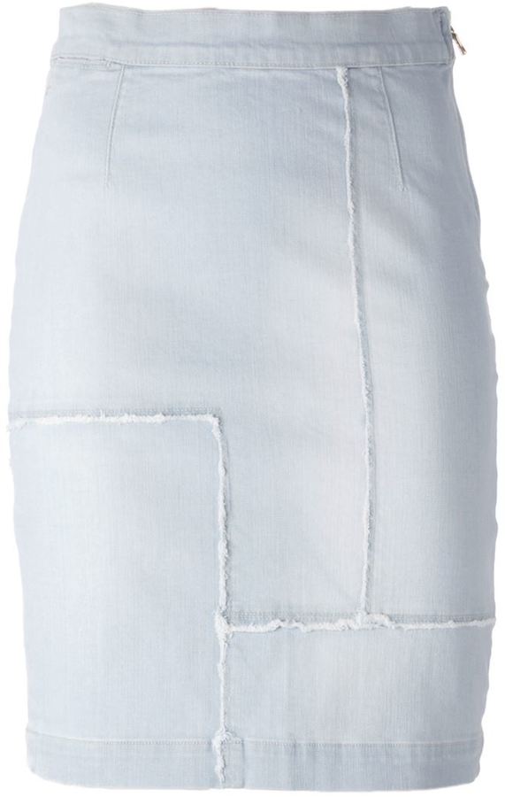 Frame Denim Panelled Pencil Denim Skirt 237 Farfetch Com Lookastic