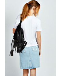 Boohoo May Ripped Bleached Denim Pencil Skirt