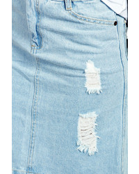 Boohoo May Ripped Bleached Denim Pencil Skirt