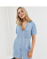 Wednesday's Girl Button Front Playsuit In Denim