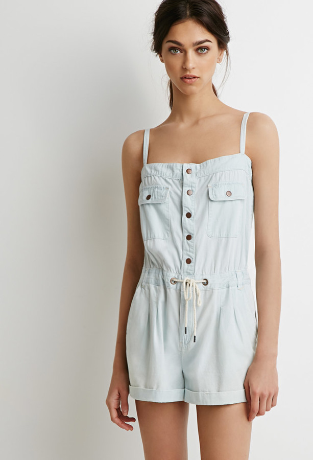 chambray cami romper for women