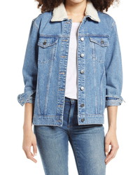 BP. Denim Jacket With Removable Faux Shearling Collar