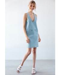 Courtshop Car Plunging Denim Shift Dress