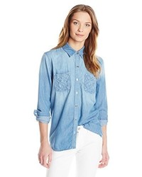 7 For All Mankind 2 Pocket Slim Bf Shirt With Lattice Detail
