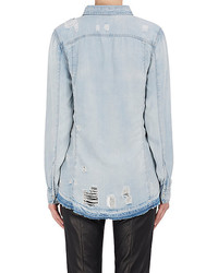 Blank NYC Blanknyc Distressed Denim Button Front Shirt