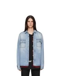 Off-White Blue And Red Denim Reconstructed Shirt