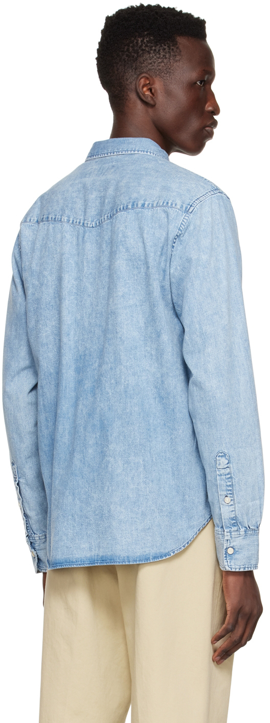 Officine Generale Blue Felix Shirt, $315 | SSENSE | Lookastic
