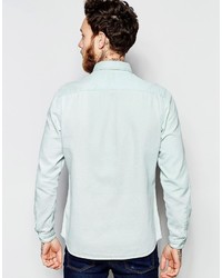 Asos Brand Denim Shirt In Bleach Wash In Regular Fit