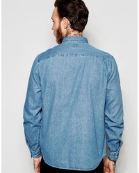 Asos Brand Military Denim Overshirt With Two Pockets