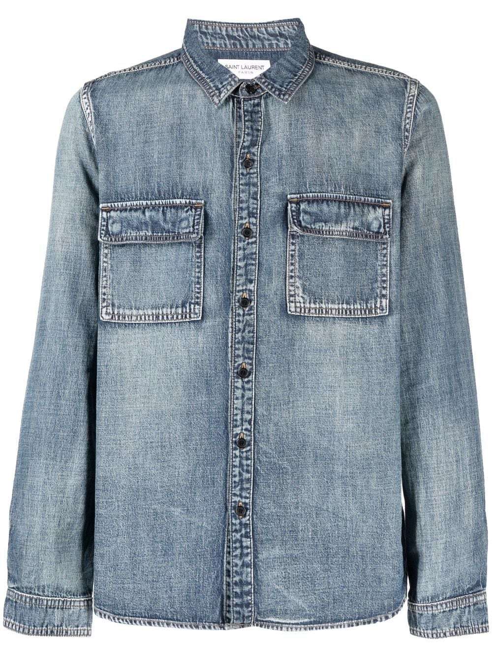 Saint Laurent Button Up Denim Shirt, $690 | farfetch.com | Lookastic