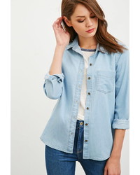 Shop Dolphin Hem Denim Shirt for Women from latest collection at Forever 21   500652