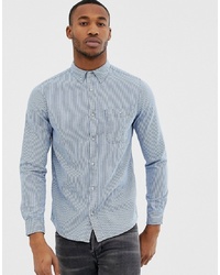 Burton Menswear Denim Shirt In Fine Blue Stripe
