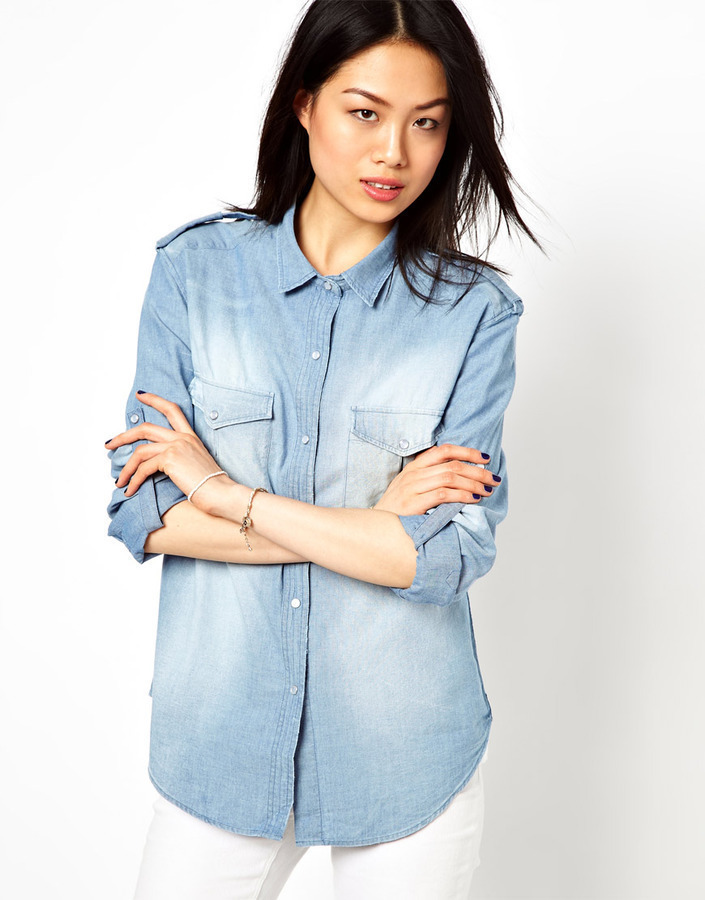 Iro Oversized Shirt In Washed Denim, $336 | Asos | Lookastic