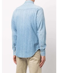 Eleventy Long Sleeved Cotton Denim Shirt