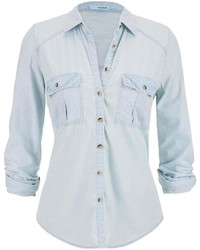 Maurices Chambray Button Down Shirt In Light Wash