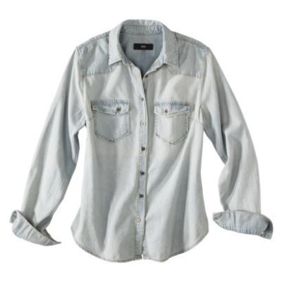 Mossimo Black Light Wash Denim Shirt L, $22 | Target | Lookastic