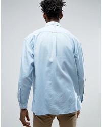 Asos Oversized Casual Washed Oxford Shirt In Blue