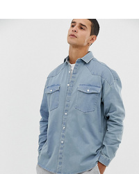 Collusion Oversized Western Shirt In Light Wash