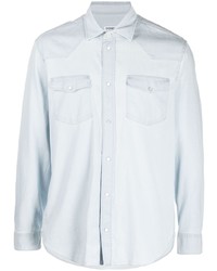 Dondup Plain Stretch Cotton Denim Shirt