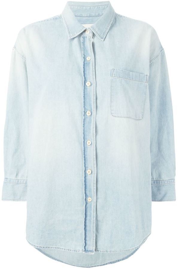 R 13 R13 Oversized Bleached Denim Shirt, $520 | farfetch.com