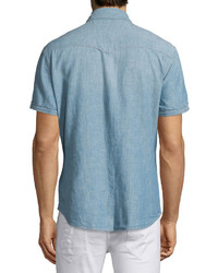 True Religion Ryan Western Style Lightweight Denim Shirt Blue