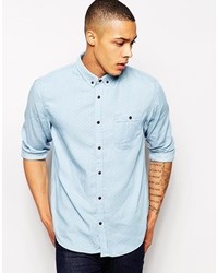 Solid Oxford Shirt With All Over Mini Embroidery