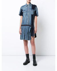 Sacai Pleated Denim Shirt Dress