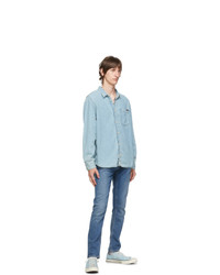 Nudie Jeans Blue Denim Albert Short Sleeve Shirt