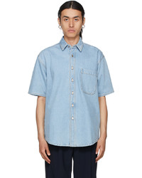 Nanushka Blue Denim Avery Short Sleeve Shirt