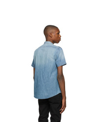 Balmain Blue Distressed Denim Shirt