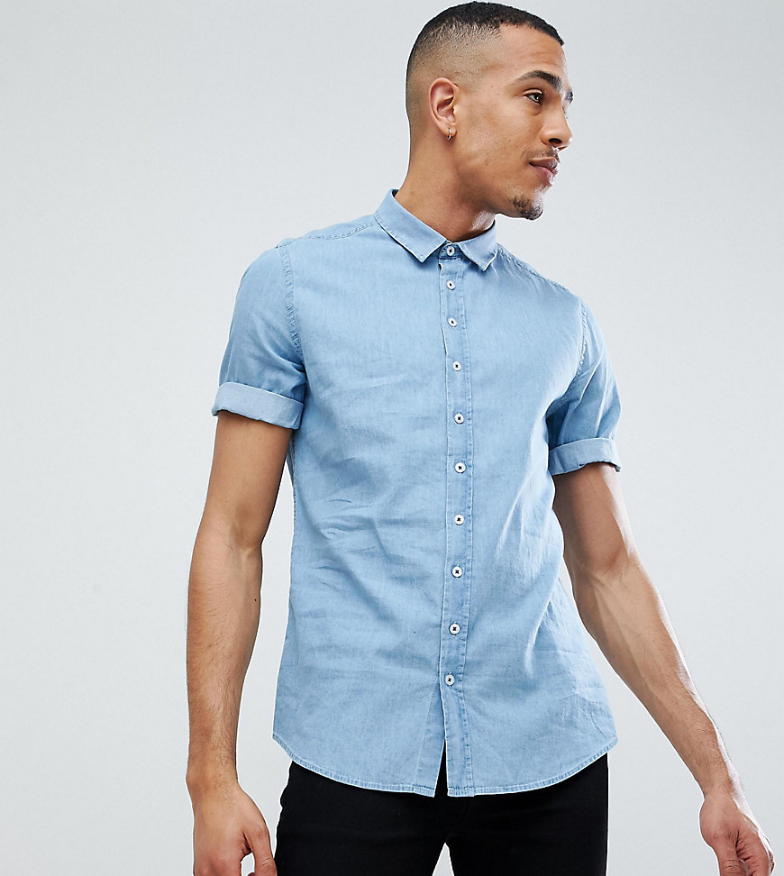 Jacamo Short Sleeve Denim Shirt, $31 | Asos | Lookastic