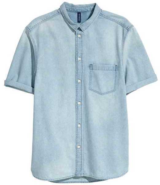 H&M Short Sleeved Denim Shirt, $24 | H & M | Lookastic