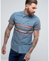 Wrangler Western Shirt Short Sleeved Cerulean Blue