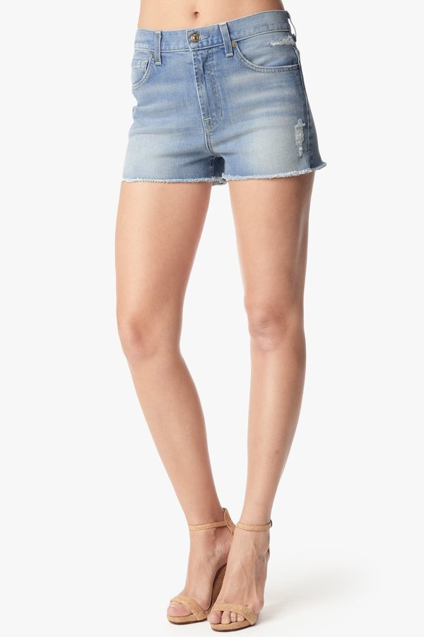 7 For All Mankind Extreme High Waist Distressed Short With Raw Hem In