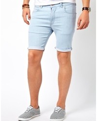 Asos Denim Shorts In Super Skinny Fit Blue